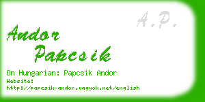 andor papcsik business card